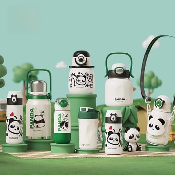 富光不銹鋼保溫杯熊貓系列高顏值可愛女學生男戶外辦公保溫杯子