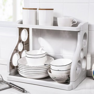 廚房置物架調味調料用品用具刀架兩層收納架落地式小百貨雙層架子1入