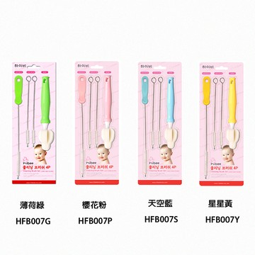 正韓 hibee - 各類杯蓋/杯子/水壺/奶嘴/奶瓶 海綿隙縫刷+波霸吸管刷+吸管刷4入-HFB007-1