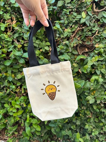 環保 飲料 插畫帆布手提袋-暖暖陽光