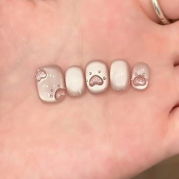 附工具包 奶凍手工貓眼顯白貓爪可愛指甲美甲純手工穿戴可拆卸貼片新款短款