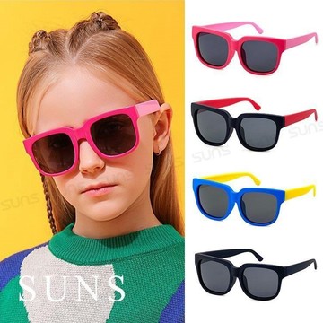 【SUNS】兒童偏光太陽眼鏡 時尚經典方框輕量矽膠彈性墨鏡 抗UV400 S7227
