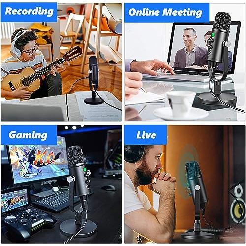 Mercase USB Microphone for Computer,Phone,MAC, with Mute Button,Plug ＆ Play,Cardioid Pickup,Volume and Echo Control,for Podcast,Recording,Sing,ASMR