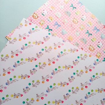 水彩插畫設計紙 A4尺寸10張組 文具 拼貼素材 水彩插畫 手帳 兔子 粉色