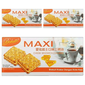 Biskotto MAXI 愛炫起士口味三明治餅乾  160g  3盒