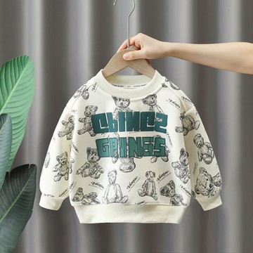 男童一體絨衛衣秋冬款2026新款寶寶加絨套頭衫兒童冬季炸街打底衫