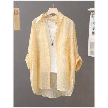 防皺款微透防曬襯衫女2026年新款長袖外搭上衣薄款外套防曬衫襯衣