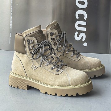 馬丁靴男2023秋季新款英倫風真皮大黃靴歐貨爆款騎士炸街短靴夏季