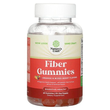 Nature's Craft, 纖維軟糖，柑橘和混合漿果味，60 粒