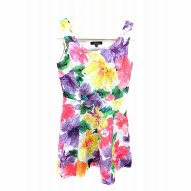 中古 リエンダ Rienda ワンピース フレア ミニ Uネック ノースリーブ 花柄 S 白 ホワイト Ti レディース 通販 Lineポイント最大1 0 Get Lineショッピング