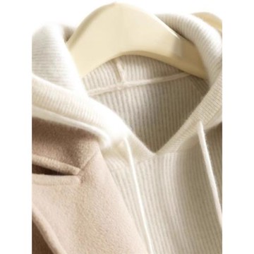 秋季新款羊毛絨衫女連帽毛衣外穿慵懶風寬松針織厚實打底衛衣上衣