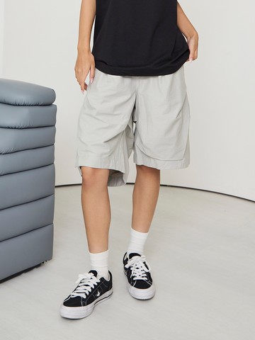 休閒口袋布標素色短褲