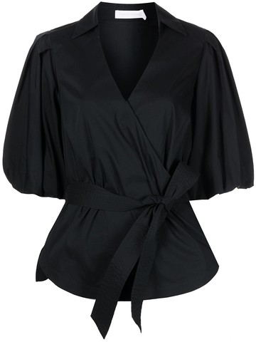 Simkhai - Waverly wrap top - women - Cotton/Polyester - L - Black