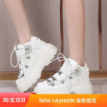 小白鞋女厚底哥特高幫增高辣妹朋克小眾炸街運動休閑老爹鞋ins潮