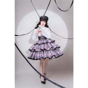 霧雨樊花原創lolita安妮海瑟SK洛麗塔半裙馬甲套裝英倫三段式裙黑
