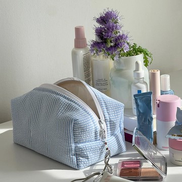 洛陽牡丹 （東南亞）小清新格紋化妝包可愛少女旅行洗漱包便攜春夏手拿收納包