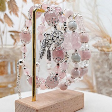 【粉水晶手串】馬粉晶貔貅/翡翠搭配/粉澳寶 手鍊