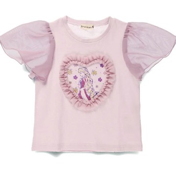 日本 BRANSHES - 迪士尼限定 夢幻雪紡短袖上衣-卡通人物樂佩-淺紫