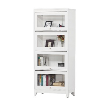 文創集 安特列日式白2.7尺四掀門中高書櫃-80x40x175cm免組