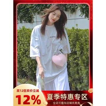 明星劉雯同款寬松版白色簡約字母t恤短袖女夏季韓系慵懶風上衣服