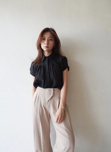法式小尖領上衣 // 棉黑