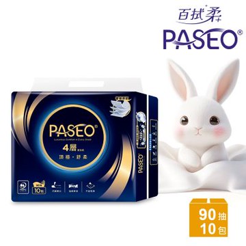 PASEO 百拭柔 4層頂極舒柔抽取式衛生紙90抽10包/串