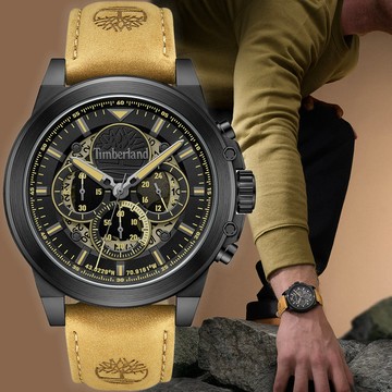 Timberland 天柏嵐 FAST STRIKE 三眼計時腕錶 手錶-黑/46mm TDWGB0056003