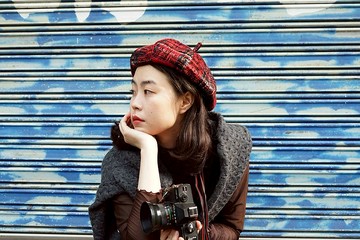 設計手作-個性英倫紅黑植絨格紋毛呢南瓜貝雷帽