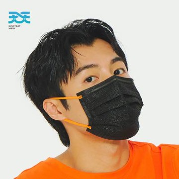 【天天】成人醫療平面口罩-隕石黑X特仕橘-30入/盒