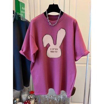 香港磨毛短袖t恤女2024春季新款純棉洋氣寬松打底衫上衣加厚ins潮