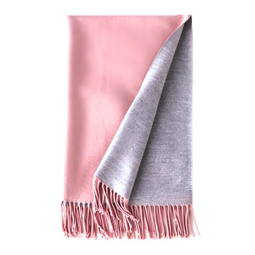 捷華 時尚雙色圍巾  粉色 + 灰色  1條  Free Size