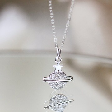 小行星 925 純銀項鍊。鋯石 星球 宇宙 女生禮物 情人禮物 生日