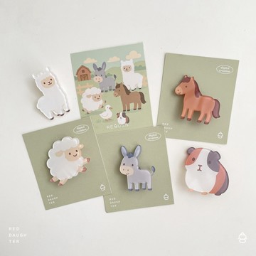 紅女兒〔農場動物〕動物別針 別針 胸針 徽章 胸章 小徽章 可愛別針 徽章別針 小別針 壓克力別針 動物徽章 小羊 毛驢