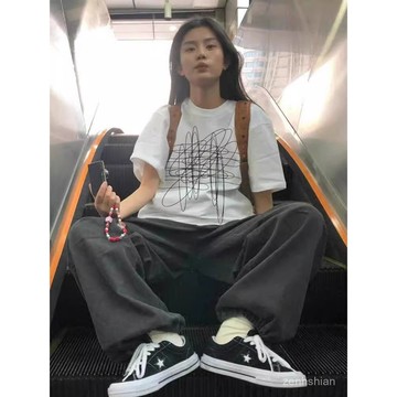 🔥100%純棉T恤 設計感 M-6XL 大尺碼女裝 短袖上衣女 卡通印花t恤 短袖t桖 顯瘦遮肉 休閒上衣女裝