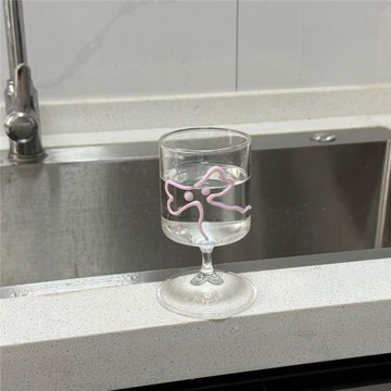 原創設計多巴胺星星彩色耐高溫高腳杯果汁杯雞尾酒杯ins