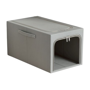 小麥購物 牛津布衣物收納箱 C464 49L 可折疊收納箱  1個  大(47 x 35 x 30cm)  灰色