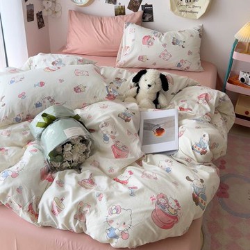 水洗棉小清新混搭印花臺灣床包床笠四件套學生床單三件套