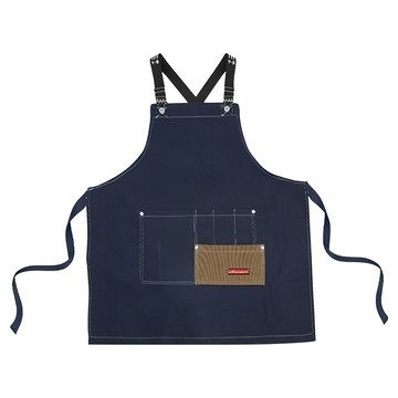 理享家 帆布加厚耐用型 牛仔圍裙 咖啡師系列 多口袋設計 可調節肩帶  藍色  1件