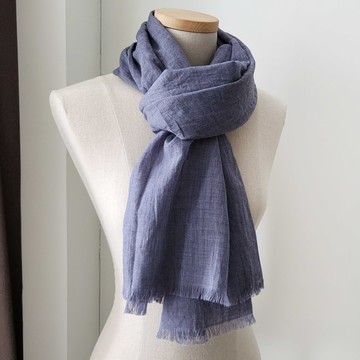 Babisoo 邁賓斯 素色棉質圍巾  均碼(182*70cm)  藍灰色