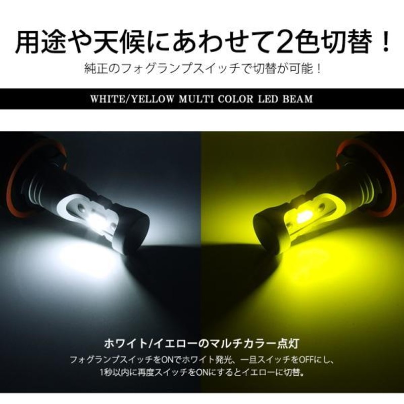 LA300S/LA310S 前期/後期 ミライース LED フォグランプ H8 20W 12000LM サイド発光 リフレクター拡散  2色切替/ツインカラー ホワイト/イエロー | LINEブランドカタログ