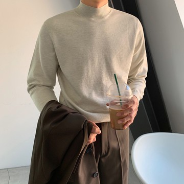 正韓日常款素面半高領薄針織上衣 5色  YUPPIE 預購商品 1121