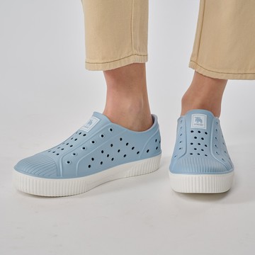 moz瑞典 駝鹿 雙色洞洞餅乾水鞋 (寶寶藍) 全球首創 舒適厚底 防潑水+全防水