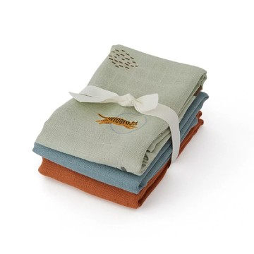 OYOY 有機棉紗布包巾組 3入 - 跳跳虎