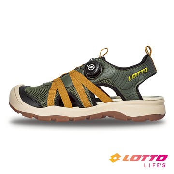 【LOTTO 義大利】男 溪徒轉扣護趾涼鞋(軍綠/卡其-LT6AMS5545)