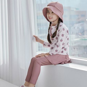 2025款兒童泳衣 女孩分體蘋果長袖長褲防曬速干拉鏈中大童游泳衣