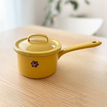 限定新色 日製單柄片手琺瑯湯鍋(附蓋)-12cm 蜂蜜奶油黃