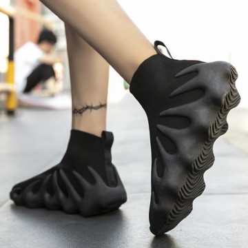 特大碼椰子男鞋2025年新款春季高幫黑武士襪子鞋厚底增高老爹潮鞋