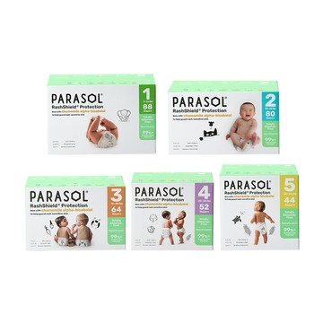 Parasol 美國 Clear + Dry 新科技水凝尿布-進化版 囤貨箱購組 (箱) -多款任選 <黏貼型>