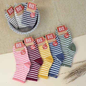 BVD1/2條紋直角女襪2雙入-多款任選