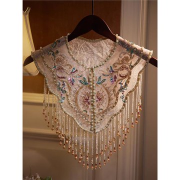 云肩新款百搭復古小坎肩 重手工珠繡圓領小外套 超仙馬面裙云肩女